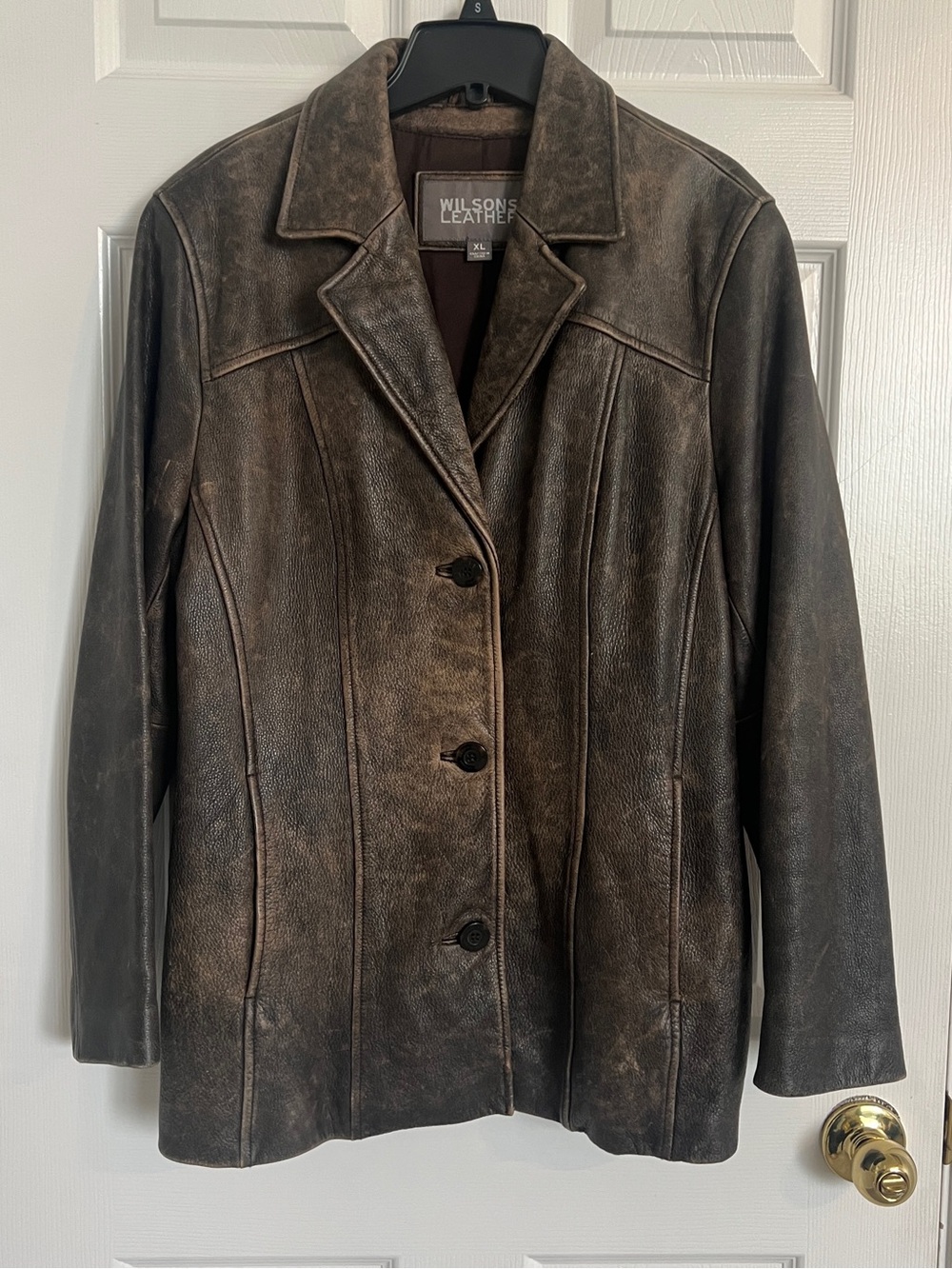 Wilsons Leather Distressed Brown Leather Jacket Women’s XL Vintage Y2K Moto